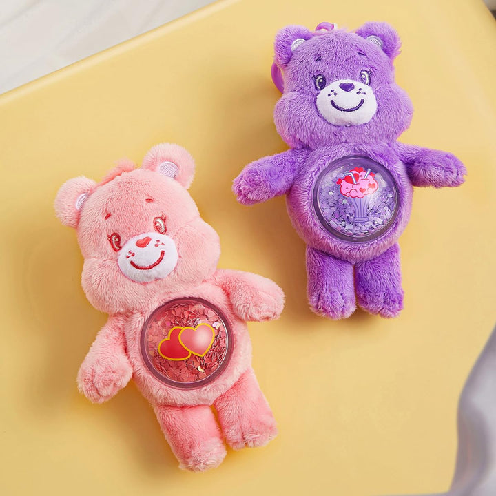 Care Bears Cozy Life quicksand plush bears in pink and purple