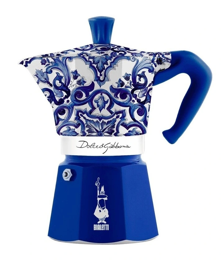 Dolce and Gabbana x Bialetti Blu Mediterraneo Moka Express in blue and white print, photo 2 of 7