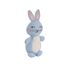 Rosie Knitted Bunny Plush in blue, photo 1 of 3